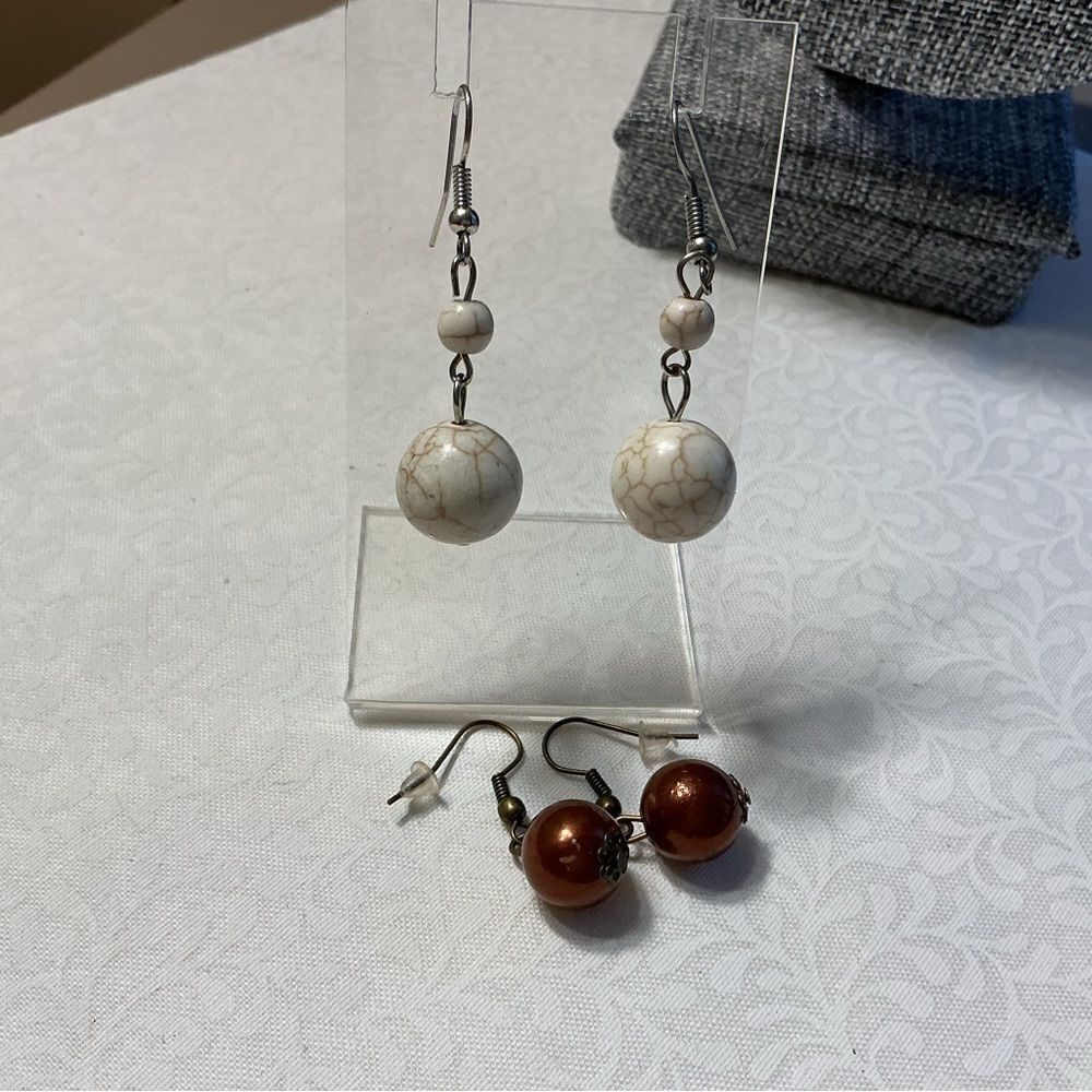 Set of 2 Pair of Bead Earrings